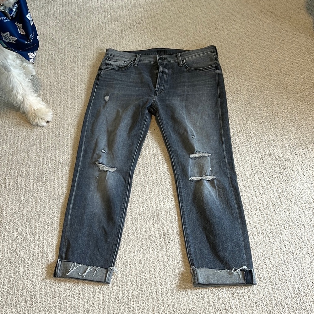 Mother jeans, sz 31, the scrapper ankle cuff, grey